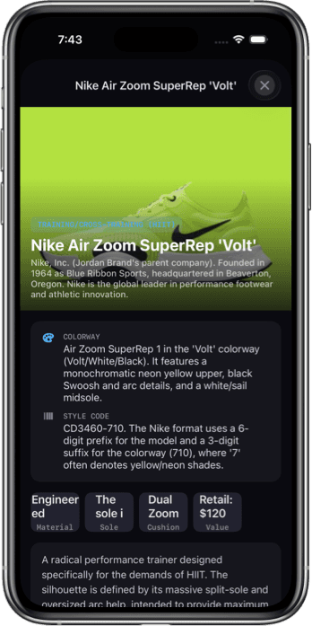 Sneaker Scanner app screenshot